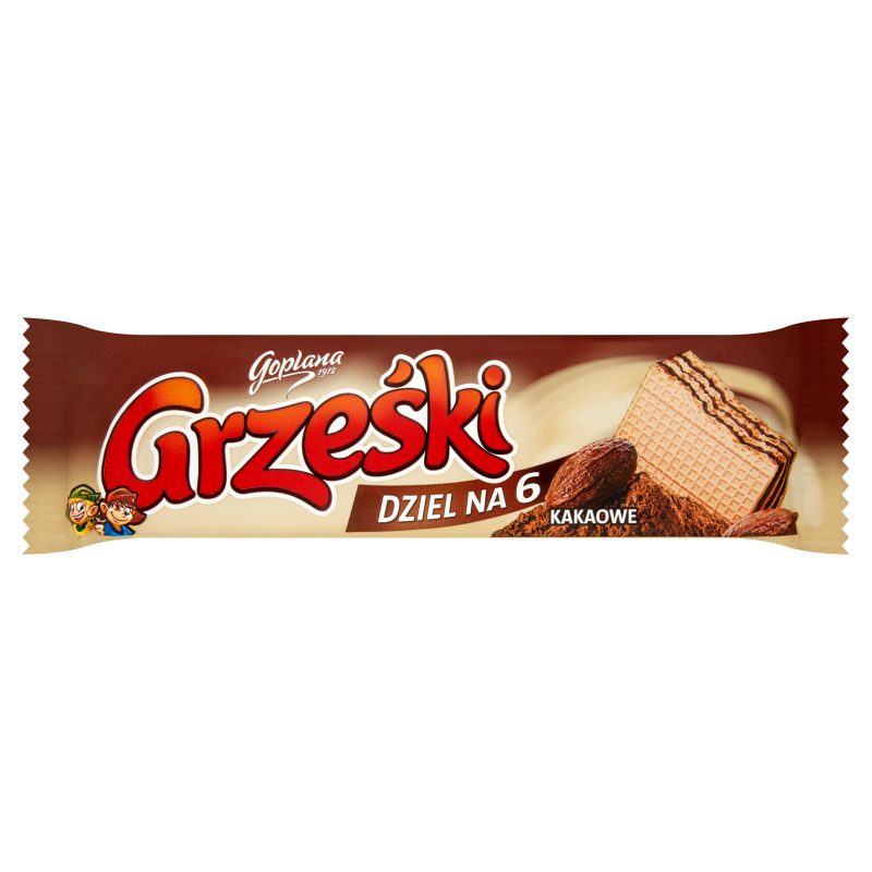 Wafel Grześki Dziel na 6 Kakaowe przekładany kremem kakaowym 26 g
