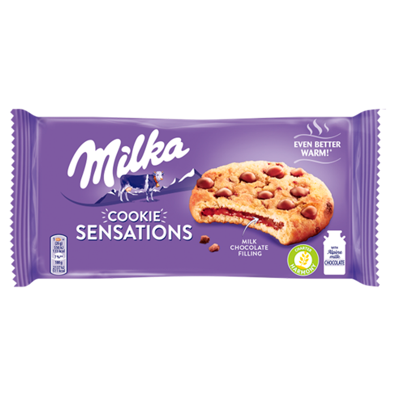 Ciastka Milka Sensations z kawałkami czekolady mlecznej z mleka alpejskiego 156g