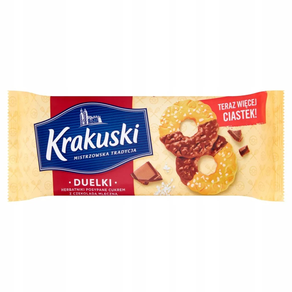Herbatniki Krakuski Duelki posypane cukrem z czekoladą mleczną 181 g