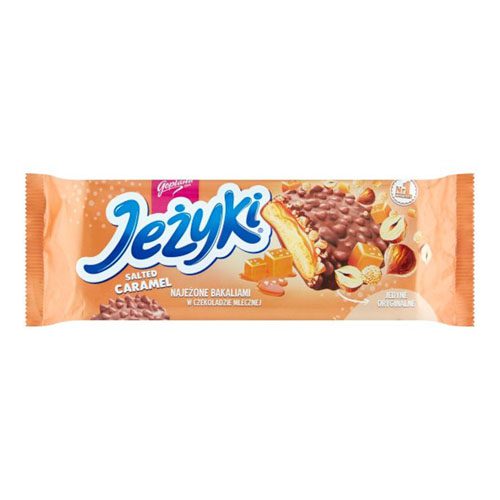 Herbatniki Jeżyki najeżone bakaliami w czekoladzie mlecznej słony karmel 140 g Goplana